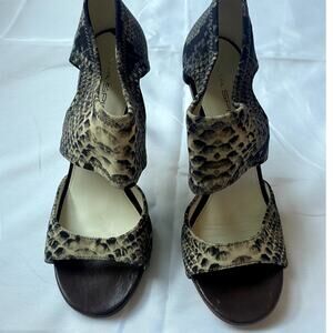 Via Spiga Snakeskin Sandal With Gold Heel Size 6